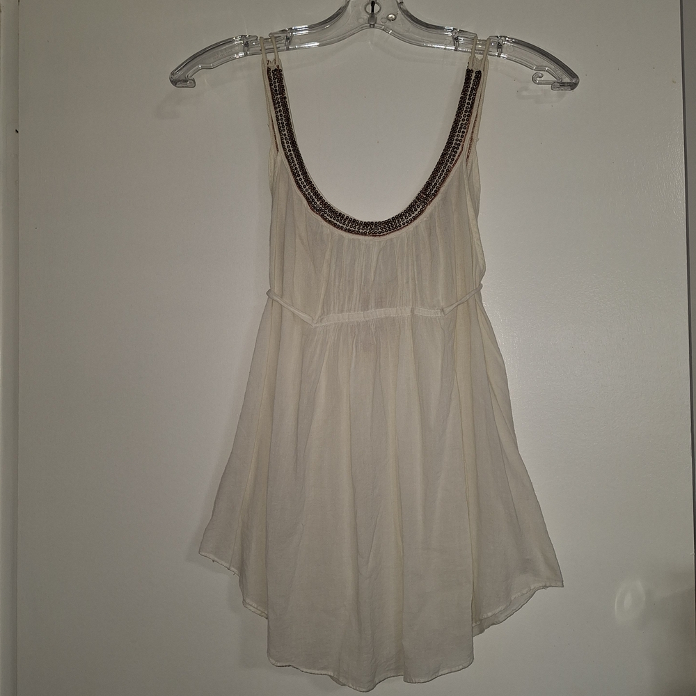 Free People Beaded Neckline Flared Hem Cami Top S